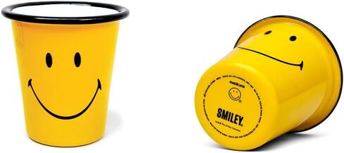 Suck UK Smiley Enamel Tea Mug - Coffee Cup - Camping Gear - Vintage Metal Camping Cup - Outdoor Camper Gift - Coffee Gifts for Men - Retro Enamelware - Stocking Stuffers Mug - Smiley Drinkware 12oz in Saudi Arabia