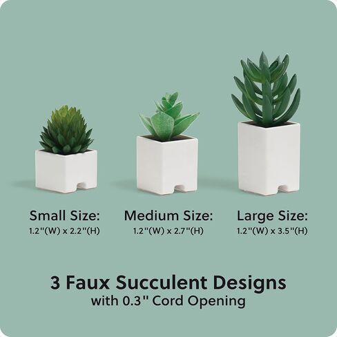 U Brands Adhesive Faux Succulent Cord Organizers, Set of 3, Kitchen Gadgets Cable Management, Office Desk Accessories, Office Supplies, Assorted Colors in Kuwait