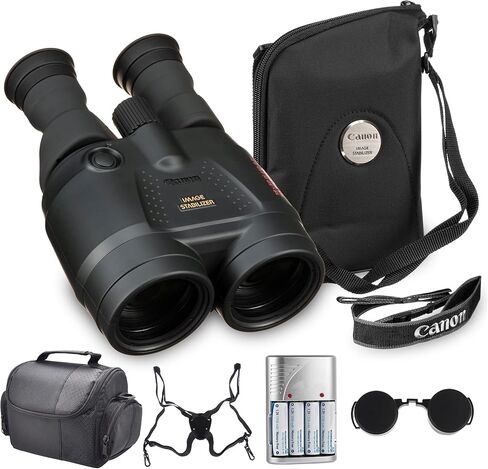 Canon 18x50 عبارة عن حزمة مناظير مثبتة للصور | تكبير 18x مع تثبيت بصري للصورة وأهداف كبيرة مقاس 50 مم | رائعة للحياة البرية والمشاهدة الخارجية (4624A002) + الحزام + المزيد in Kuwait