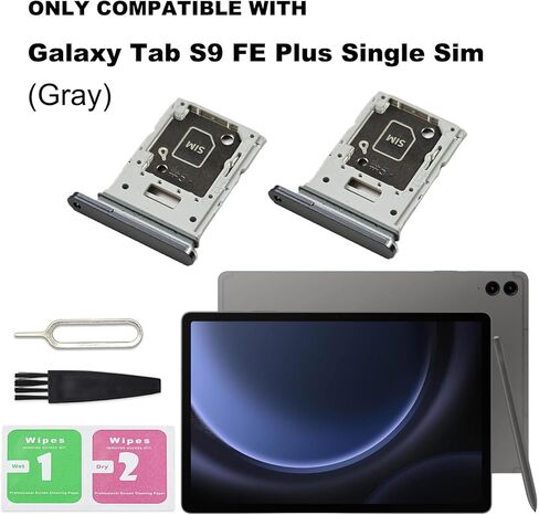 قطعتان بديلتان لبطاقة SIM واحدة لجهاز Galaxy Tab S9 FE Plus، حامل فتحة بطاقة SIM واحدة متوافق مع Samsung Tab S9 FE Plus (رمادي) in Saudi Arabia