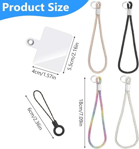 4 Pcs Luxury Diamond Phone Wrist Strap, Bling Rhinestone Keychain Wristlet for Phone Case Glitter Straps Wrist Lanyard for Wallet Credit Card Holder Women Charms Strap in Kuwait