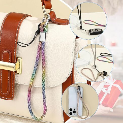 4 Pcs Luxury Diamond Phone Wrist Strap, Bling Rhinestone Keychain Wristlet for Phone Case Glitter Straps Wrist Lanyard for Wallet Credit Card Holder Women Charms Strap in Kuwait