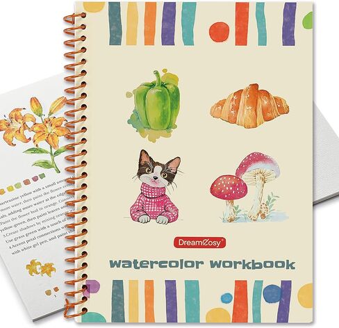 DreamCosy Watercolor Workbook, Mindfulness Adult Coloring Book, 15 Different Patterns of Original DIY Designs, Beginner-Friendly Watercolor Workbook for Adults (Paints Not Included) in Kuwait