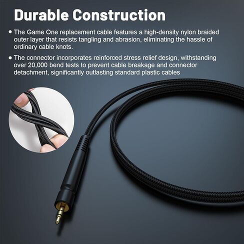كابل GSP 600 متوافق مع Sennheiser GSP 600، GSP 350، GSP 500، GSP 670، Game ONE، Game Zero، G4ME ONE، G4ME Zero، PC 373D، PC 37X Gaming Headphones، 6.56 قدم in Kuwait