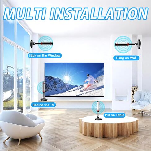 TV Antenna Indoor for Long Range, HD Digital Antenna with Strong Magnetic Base, Antenna for Smart TV for Easy Installation and All Smart/Old TVs, Supports 4K 1080P in Saudi Arabia