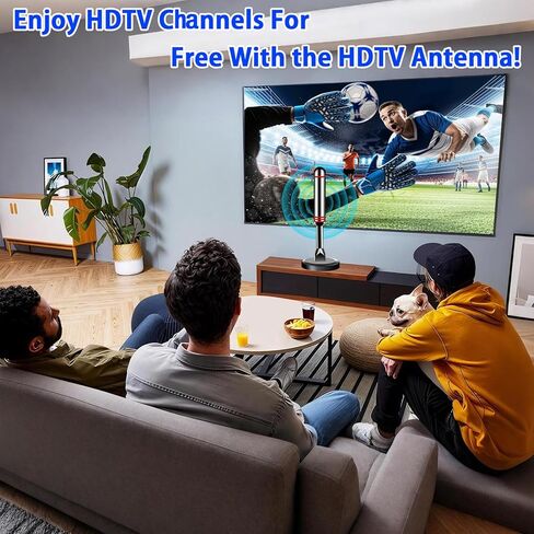 TV Antenna Indoor for Long Range, HD Digital Antenna with Strong Magnetic Base, Antenna for Smart TV for Easy Installation and All Smart/Old TVs, Supports 4K 1080P in Saudi Arabia