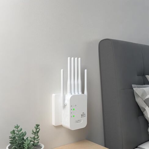 WiFi Extender Signal Booster, WiFi Extender with Ethernet Port, WiFi Booster Dual Band 2.4GHz, Up to 12000 Sq.ft and 60 Devices, Stable Internet Performance, White in Saudi Arabia