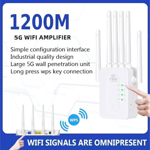 WiFi Extender Signal Booster, WiFi Extender with Ethernet Port, WiFi Booster Dual Band 2.4GHz, Up to 12000 Sq.ft and 60 Devices, Stable Internet Performance, White in Saudi Arabia