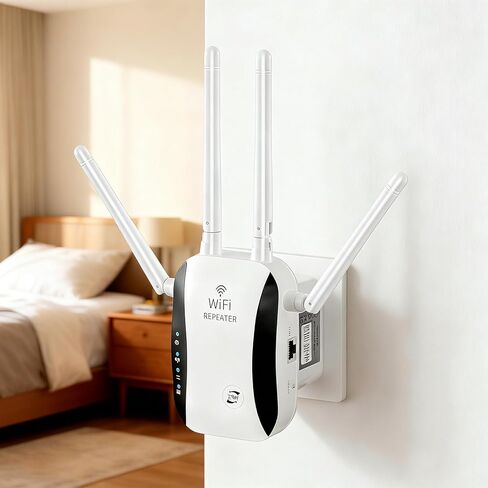WiFi Extender Signal Booster, WiFi Extender with Ethernet Port, 1200Mbps WiFi Booster Dual Band 5GHz/2.4GHz, Up to 9800 Sq.ft and 60 Devices, Stable Internet Performance, White in Saudi Arabia