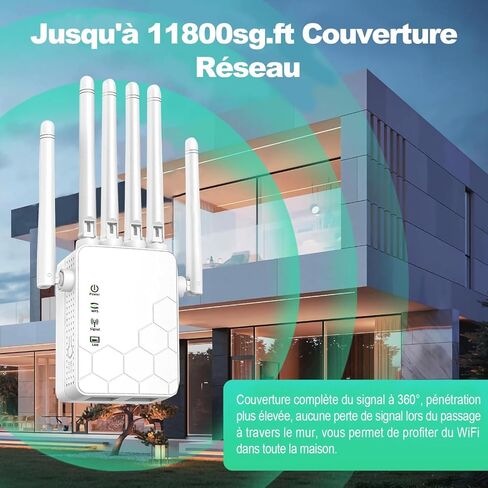 2026 WiFi Extender Signal Booster for Home, 11000sq.ft Wireless Internet Repeater, Long Range WiFi Booster and Signal Amplifier w/Ethernet Port, WiFi Router Extender Support 99% Devices, 1-Tap Setup in Saudi Arabia