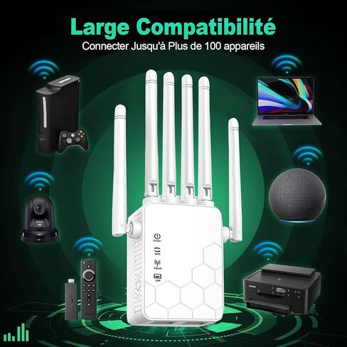 2026 WiFi Extender Signal Booster for Home, 11000sq.ft Wireless Internet Repeater, Long Range WiFi Booster and Signal Amplifier w/Ethernet Port, WiFi Router Extender Support 99% Devices, 1-Tap Setup in Saudi Arabia