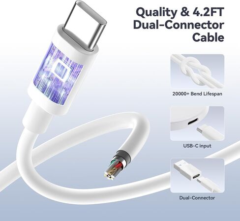 شاحن MagSafe 2 حزمة شاحن لاسلكي مغناطيسي بقدرة 15 واط، لوحة شحن سريعة مع كابل 4.2 قدم من النوع C متوافق مع iPhone 17/16/15/14/13/12 Series & AirPods 4/3/2/Pro MagSafe Charging Pad in Kuwait