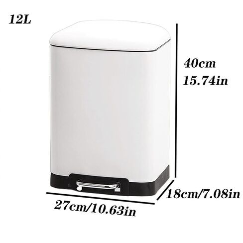 Stainless Steel Pedal Trash Can with Lid, Narrow Square Design, Quiet Slow Drop, with External Handle in Saudi Arabia