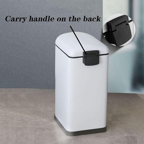 Stainless Steel Pedal Trash Can with Lid, Narrow Square Design, Quiet Slow Drop, with External Handle in Saudi Arabia