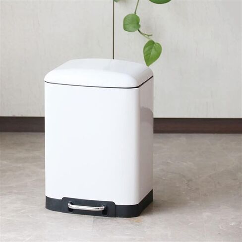 Stainless Steel Pedal Trash Can with Lid, Narrow Square Design, Quiet Slow Drop, with External Handle in Saudi Arabia