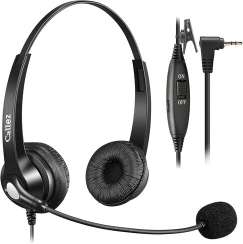 Callez Phone Headset with Noise Cancelling Microphone and Volume Control, Office 2.5mm Telephone Headsets Compatible with Panasonic AT&T ML17929 Vtech Uniden Cisco Grandstream Cordless Phones in Saudi Arabia