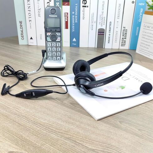 Callez Phone Headset with Noise Cancelling Microphone and Volume Control, Office 2.5mm Telephone Headsets Compatible with Panasonic AT&T ML17929 Vtech Uniden Cisco Grandstream Cordless Phones in Saudi Arabia