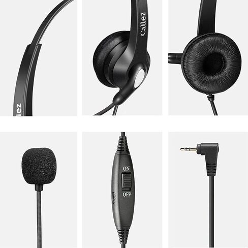 Callez Phone Headset with Noise Cancelling Microphone and Volume Control, Office 2.5mm Telephone Headsets Compatible with Panasonic AT&T ML17929 Vtech Uniden Cisco Grandstream Cordless Phones in Saudi Arabia