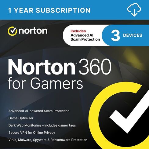 Norton 360 for Gamers 2026 جاهز، طبقات متعددة من الحماية لما يصل إلى 3 أجهزة - تتضمن مُحسِّن الألعاب، ومراقبة علامات اللاعب، وVPN آمن، والنسخ الاحتياطي على السحابة للكمبيوتر الشخصي [تنزيل] in Saudi Arabia