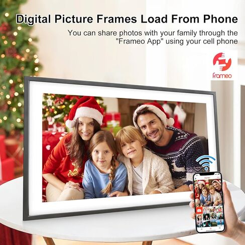 Frameo White 10.1 Inch Smart WiFi Digital Photo Frame,Digital Picture Frame Wi-Fi with 32GB Storage & SD Slot, Electronic Picture Frame IPS Touch Screen with Auto-Rotate, Gifts for Mom, House Warming in Saudi Arabia