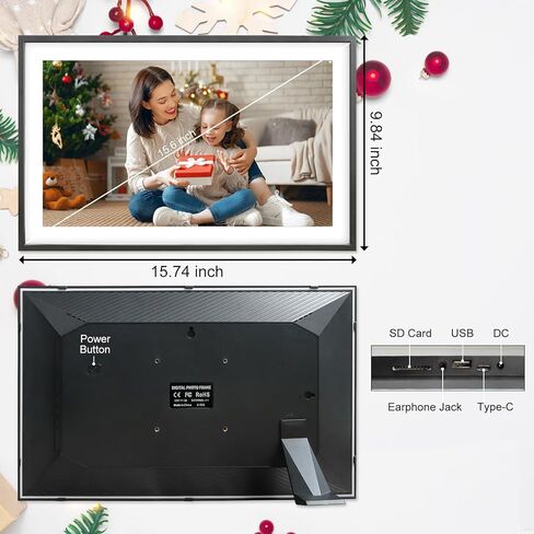 Frameo White 10.1 Inch Smart WiFi Digital Photo Frame,Digital Picture Frame Wi-Fi with 32GB Storage & SD Slot, Electronic Picture Frame IPS Touch Screen with Auto-Rotate, Gifts for Mom, House Warming in Saudi Arabia