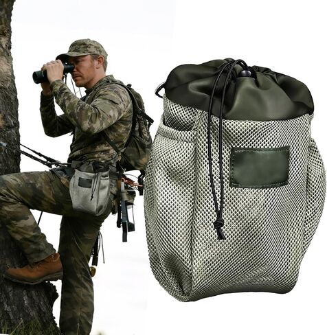 Mesh Saddle Dump Pouch with Drawstring Closure, Saddle Hunting Accessories for Organizing Gear, Easily Attach to Saddle for Hunting & Equestrian Use in Kuwait