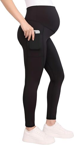 Motherhood Maternity Women's Over The Belly Workout Activewear Pregnancy Leggings with Pockets in Saudi Arabia
