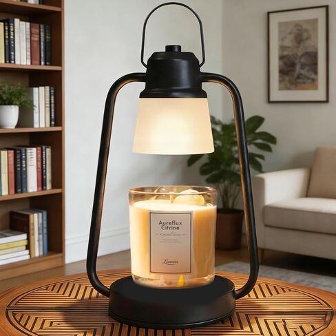 مصباح تدفئة الشموع مع مؤقت خافت، هدية عيد ميلاد لصديقة أخت الأم، مصباح ديكور عتيق لهدية الترحيب بالمنزل الجديد، سخان كهربائي يذوب الشمع لشمعة الجرة مع لمبتين، أسود in Kuwait