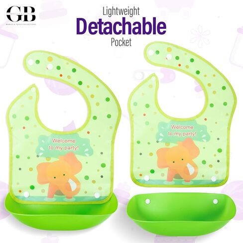 مجموعة GB GWENDOLYN'S BOUTIQUE BABIES & TOTS 3 مرايل أطفال مع ملعقة وشوكة حساسة لدرجة الحرارة in Saudi Arabia