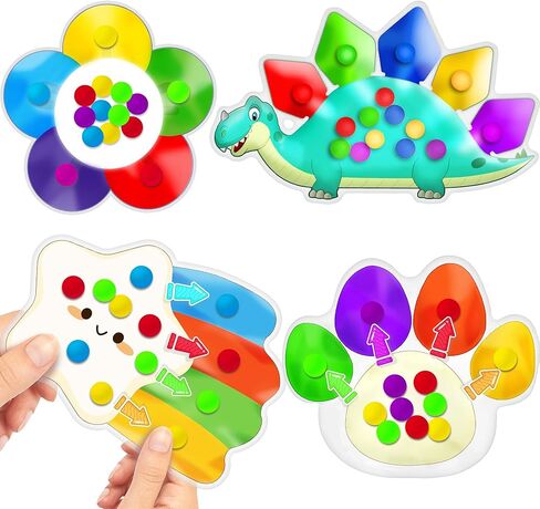 4PC Color Sorting Sensory Toys Fine Motor Skills for Toddler, Preschool Classroom Activities Autism Autistic Quiet Toys for Kids Calm Down Toy Travel Roadtrip Essentials for Kid Boy Girl Gift in Saudi Arabia