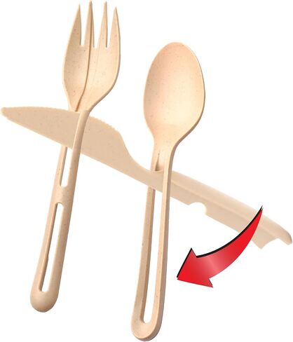 Jokari Travelware Travel Cutlery Set with Case - Compact, Reusable, TSA-Approved for Camping & Picnic. Portable eco-friendly spoon, fork, knife in a lightweight pouch, perfect for lunchbox or travel. in Saudi Arabia