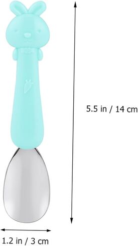 1set Cartoon Short Handle Fork and Spoon Boy Girl Fork Spoon Boys and Girls Supplementary Food Tableware Non-slip Design Smooth Edges Comfortable to Hold in Saudi Arabia