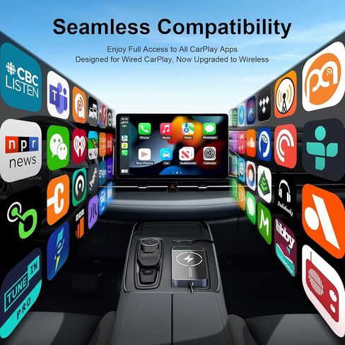 Wireless CarPlay Adapter with Magnetic 15W Fast Charging for iPhone 17/16/15/14/13/12 Series – Wired to Wireless CarPlay Converter, Auto Connect Plug & Play in Saudi Arabia