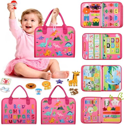 GOLIYEAN Toddler Busy Board - Montessori Toys for Toddler Boy Girl Birthday Gifts, Educational Learning Sensory Busy Book for Toddlers, Quiet Activity Books for Toddlers, Travel Toys for Airplane Car in Saudi Arabia