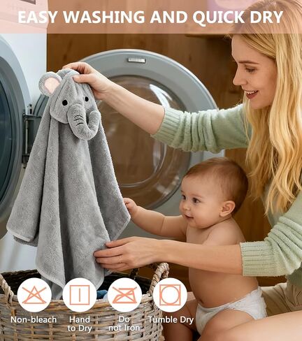 12 Pcs Baby Bath Towels Set for Boys Girls 4Pcs Hooded Baby Towels Robe & Washcloths Set Perfect Shower Gift Ultra Absorbent Cute Soft and Comfort, for Newborn, Infant and Toddler in Kuwait