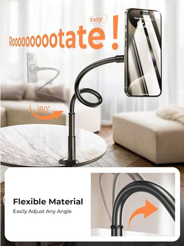 LISEN Flexible Gooseneck Phone Stand for Bed, Desk, Tablet - Adjustable iPhone 15 Pro Plus 14 13, Kindle, iPad Holder in Kuwait