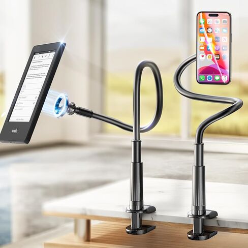 LISEN Flexible Gooseneck Phone Stand for Bed, Desk, Tablet - Adjustable iPhone 15 Pro Plus 14 13, Kindle, iPad Holder in Kuwait