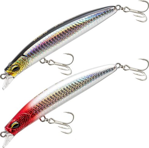 مقياس السمك المجسم Minnow119S-2Pack، طعم صيد الأمواج البطيء في كاليفورنيا مع وزن التنغستن، نظام صب طويل، بناء من خلال الأسلاك، طعوم لسمك الهلبوت، باس مخطط وجثم in Kuwait