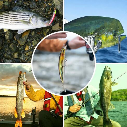 مقياس السمك المجسم Minnow119S-2Pack، طعم صيد الأمواج البطيء في كاليفورنيا مع وزن التنغستن، نظام صب طويل، بناء من خلال الأسلاك، طعوم لسمك الهلبوت، باس مخطط وجثم in Kuwait