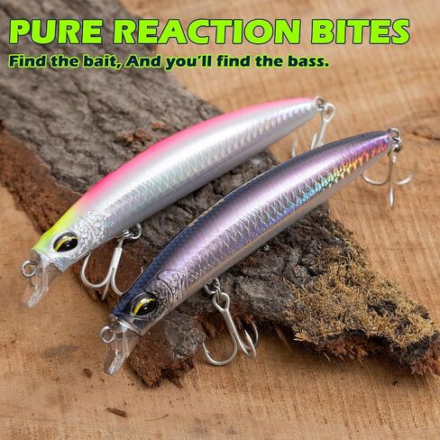مقياس السمك المجسم Minnow119S-2Pack، طعم صيد الأمواج البطيء في كاليفورنيا مع وزن التنغستن، نظام صب طويل، بناء من خلال الأسلاك، طعوم لسمك الهلبوت، باس مخطط وجثم in Kuwait