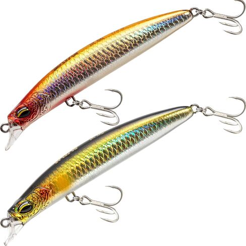 مقياس السمك المجسم Minnow119S-2Pack، طعم صيد الأمواج البطيء في كاليفورنيا مع وزن التنغستن، نظام صب طويل، بناء من خلال الأسلاك، طعوم لسمك الهلبوت، باس مخطط وجثم in Kuwait