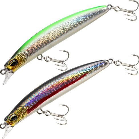 مقياس السمك المجسم Minnow119S-2Pack، طعم صيد الأمواج البطيء في كاليفورنيا مع وزن التنغستن، نظام صب طويل، بناء من خلال الأسلاك، طعوم لسمك الهلبوت، باس مخطط وجثم in Kuwait