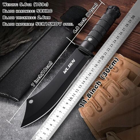 Wlikn Fixed Blade Knife with Sheath, Single Edge Survival Tool, Non-Slip Handle, for Camping, Hunting, EDC, Multi in Saudi Arabia