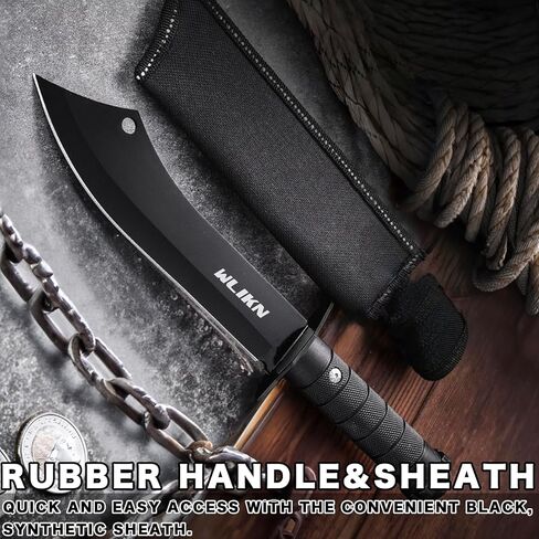 Wlikn Fixed Blade Knife with Sheath, Single Edge Survival Tool, Non-Slip Handle, for Camping, Hunting, EDC, Multi in Saudi Arabia