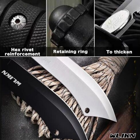 Wlikn Fixed Blade Knife with Sheath, Single Edge Survival Tool, Non-Slip Handle, for Camping, Hunting, EDC, Multi in Saudi Arabia