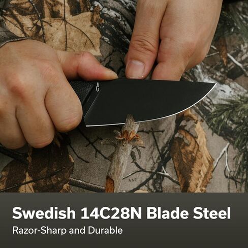CIVIVI Gander Fixed Blade Knife with Kydex Sheath, 3.63" 14C28N Blade Full Tang Knife Micarta Handle, Designed By Matt Gentry for Hunting Camping EDC C24058B-2 (Black) in Saudi Arabia
