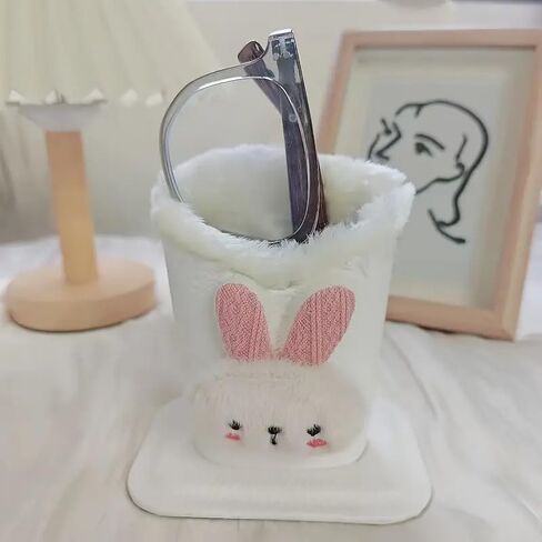 1pc Plush Lined Glasses Case - Cute Animal Design, Faux Leather, Ideal for Desk or Bedside Table in Saudi Arabia