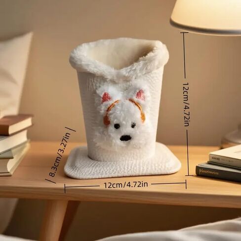 1pc Plush Lined Glasses Case - Cute Animal Design, Faux Leather, Ideal for Desk or Bedside Table in Saudi Arabia