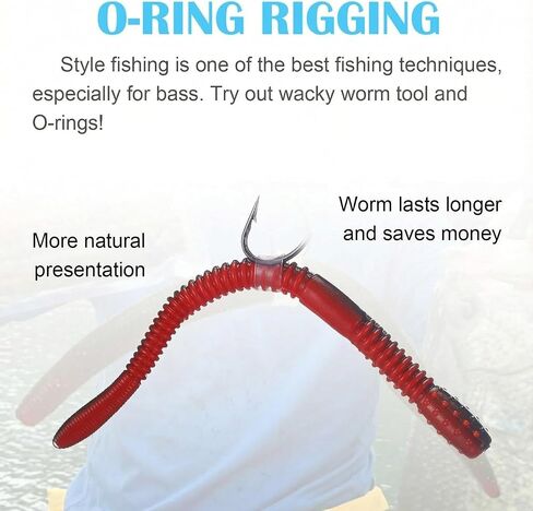 300 عبوة من حلقات O-Rings شديدة التحمل من السيليكون لحماية طُعم الصيد مع موسع من الفولاذ المقاوم للصدأ، تمنع الجهير من تمزيق البلاستيك الناعم يناسب جميع الديدان (صغيرة/متوسطة/كبيرة) in Kuwait