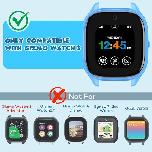 Butifacion 【3 عبوات】 حافظات مقاومة لرذاذ السوائل متوافقة مع واقي شاشة Gizmo Watch 3 للأطفال، غطاء حماية شامل مع واقي شاشة Gizmo 3 فقط لساعة Verizon Gizmo 3، شفاف*3 in Kuwait